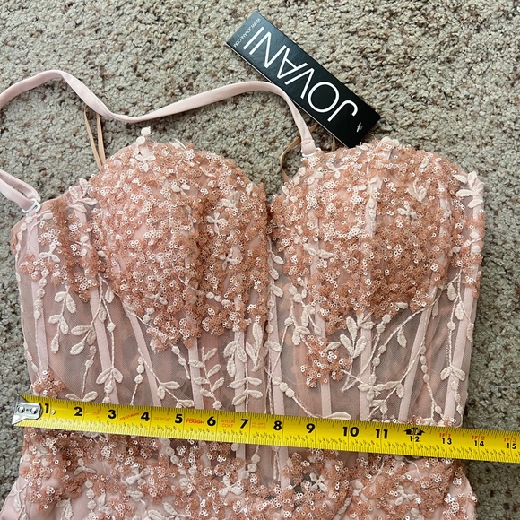 Jovani Blush Mermaid Sleeveless Sequin Sheer Corset‎ Formal Long Prom Gown SZ 10 - Picture 5 of 12